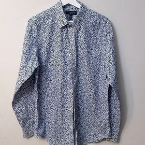 Banana Republic floral shirt size 15 non iron slim fit 33-34” made in Sri Lanka